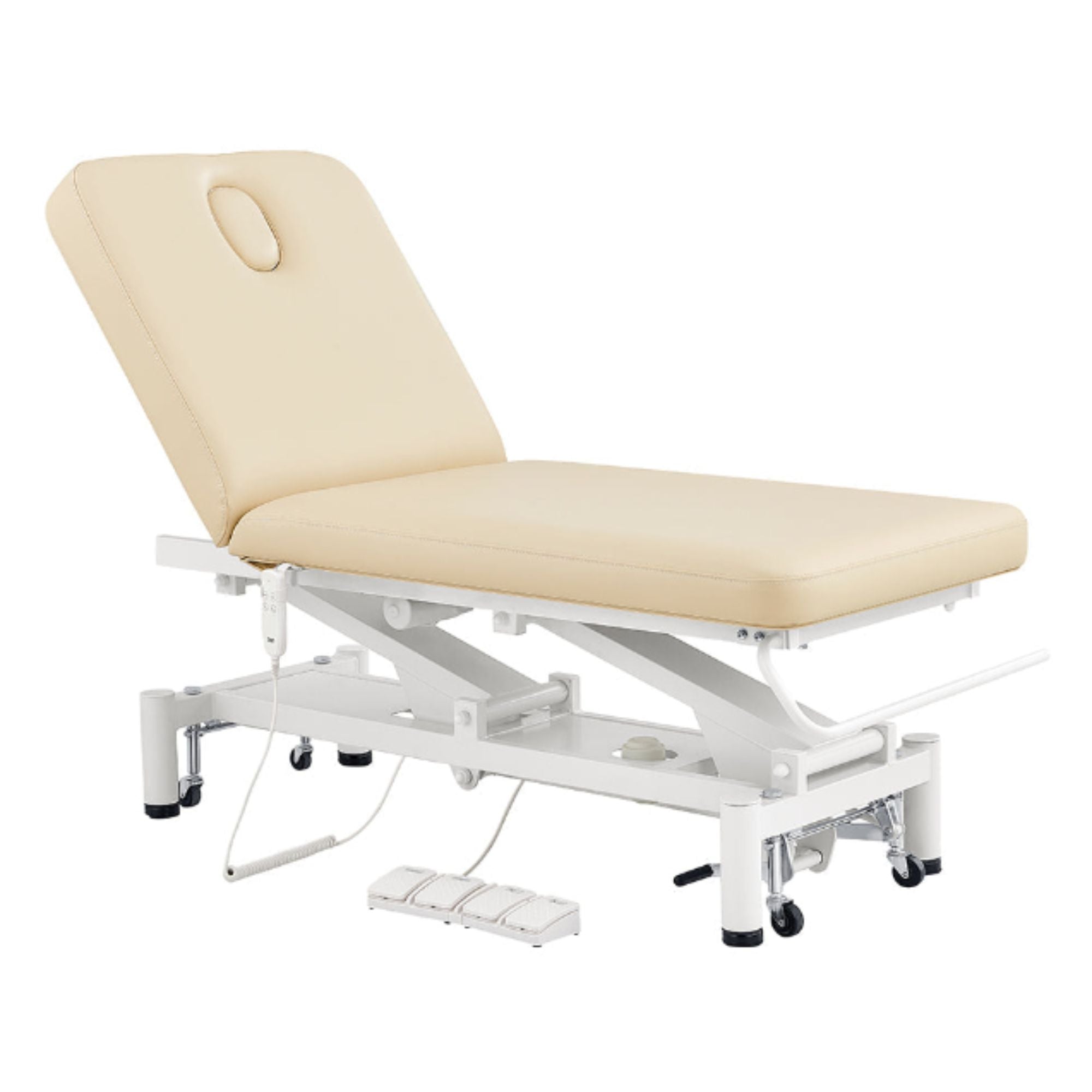 DIR Mar Egeo 2-Motors Electric Spa Treatment Bed Beige Variant With Foot Control On White Background