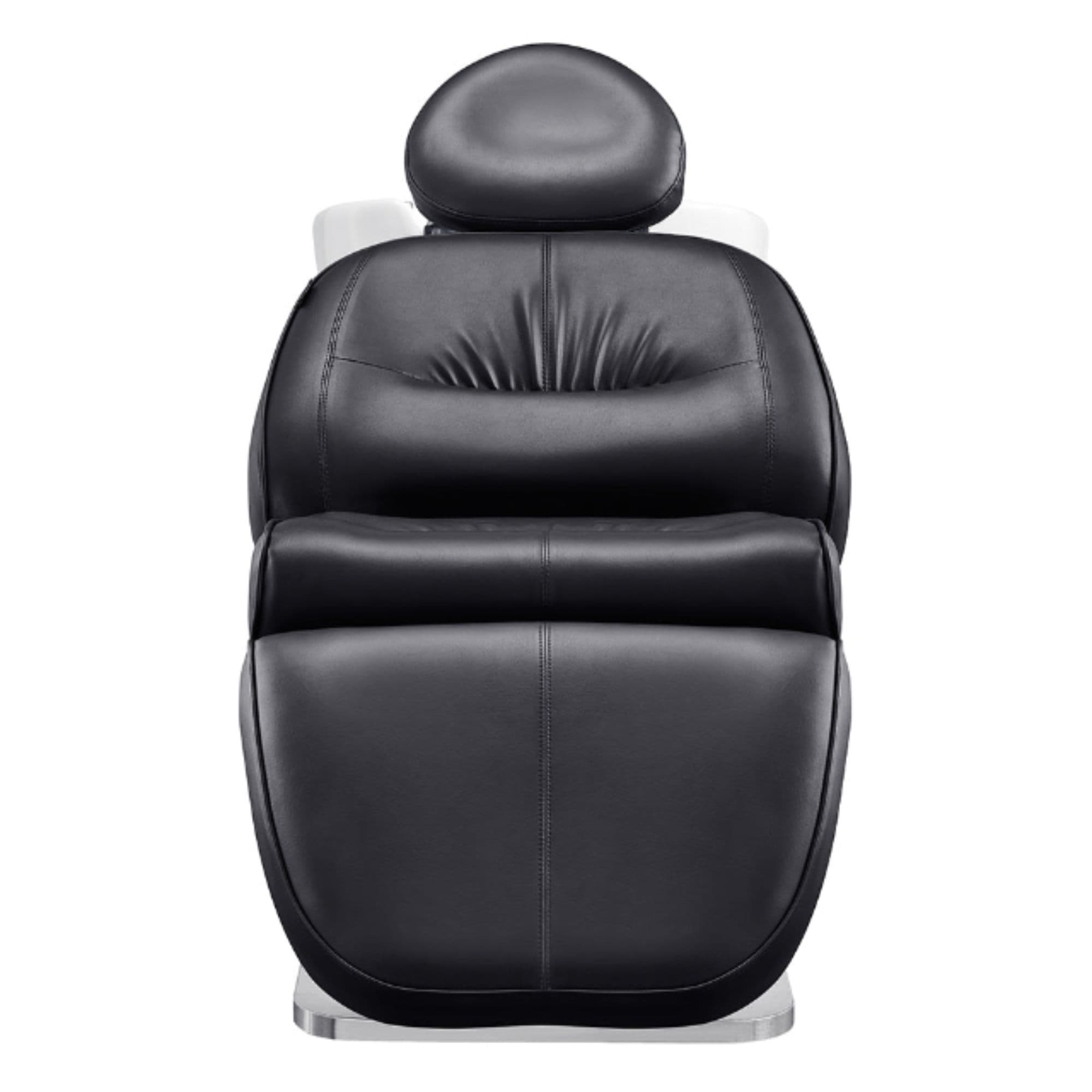 DIR Maximus Spa Salon Reclining Shampoo Bed with Rotating Seat Black Front View With Headrest On White Background
