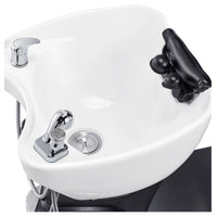 Thumbnail for DIR Maximus Spa Salon Reclining Shampoo Bed with Rotating Seat Close-Up View Of White Sink Faucet And Drain System