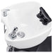 DIR Maximus Spa Salon Reclining Shampoo Bed with Rotating Seat Close-Up View Of White Sink Faucet And Drain System