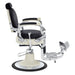 DIR Mikado Barber Chair Vintage Black Variant Side View Demonstrating The Swing Range Of Foot Rest Extension On White Background
