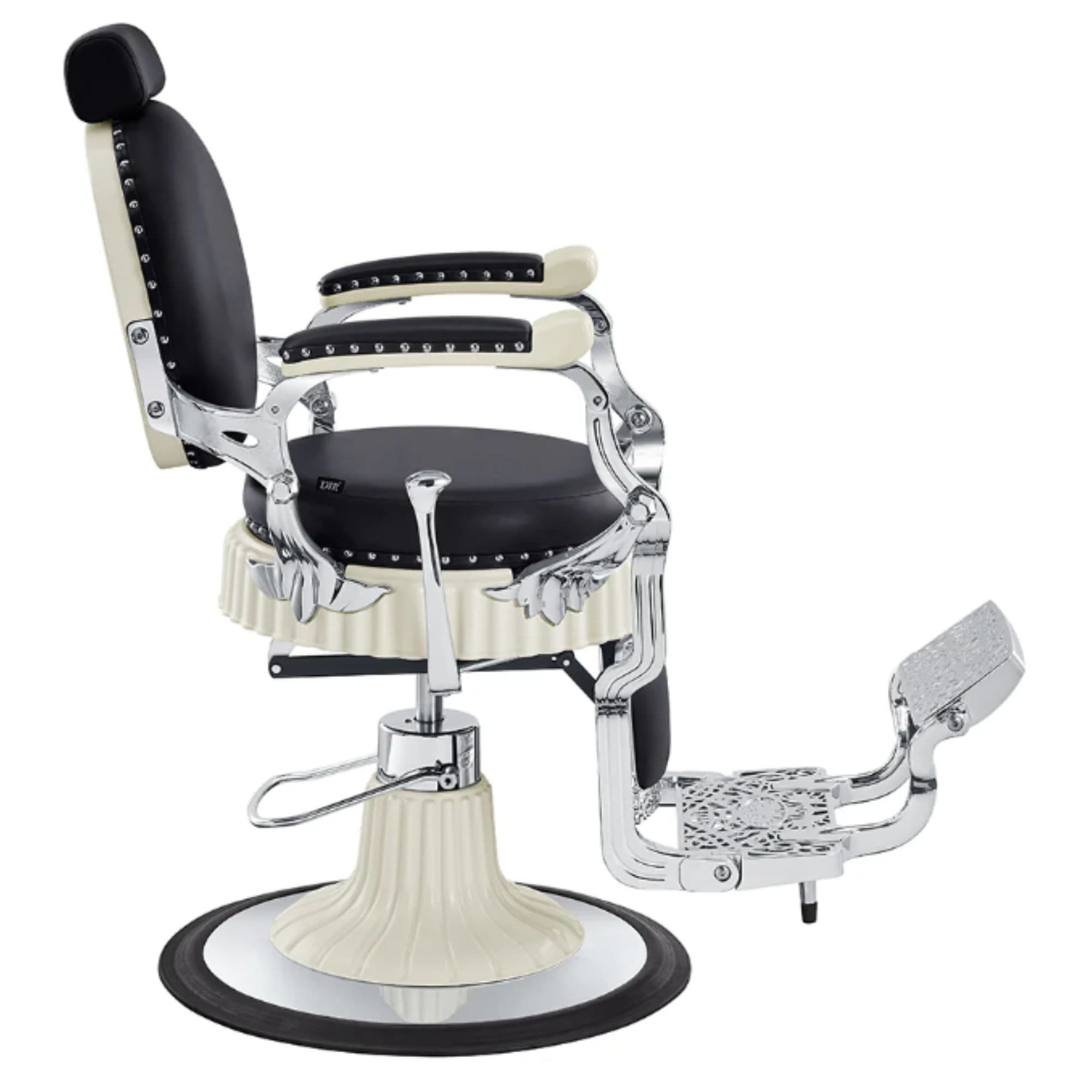DIR Mikado Barber Chair Vintage Black Variant Side View On White Background