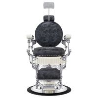 Thumbnail for DIR Mikado Barber Chair Vintage Black Vintage Variant Front View Demonstrating Pull Out Headrest Range On White Background