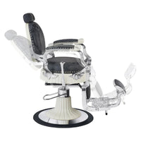 Thumbnail for DIR Mikado Barber Chair Vintage Black Vintage Variant Side View Demonstrating Swing Adjustment On White Background