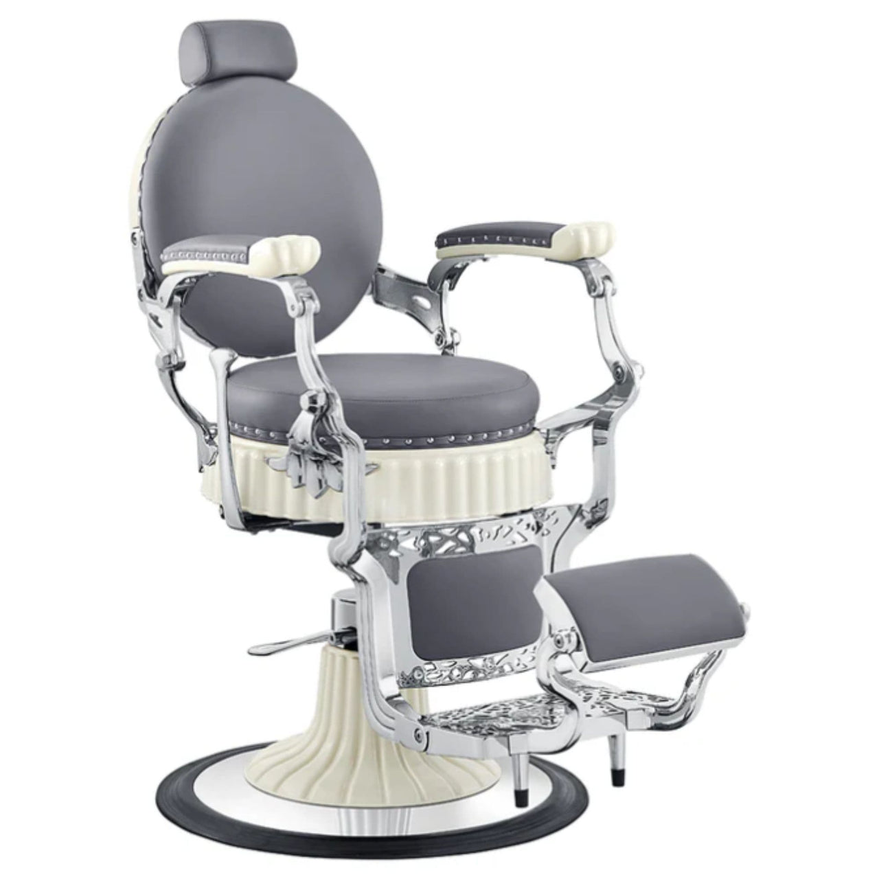 DIR Mikado Barber Chair Vintage Gray Variant Front Angled View On White Background