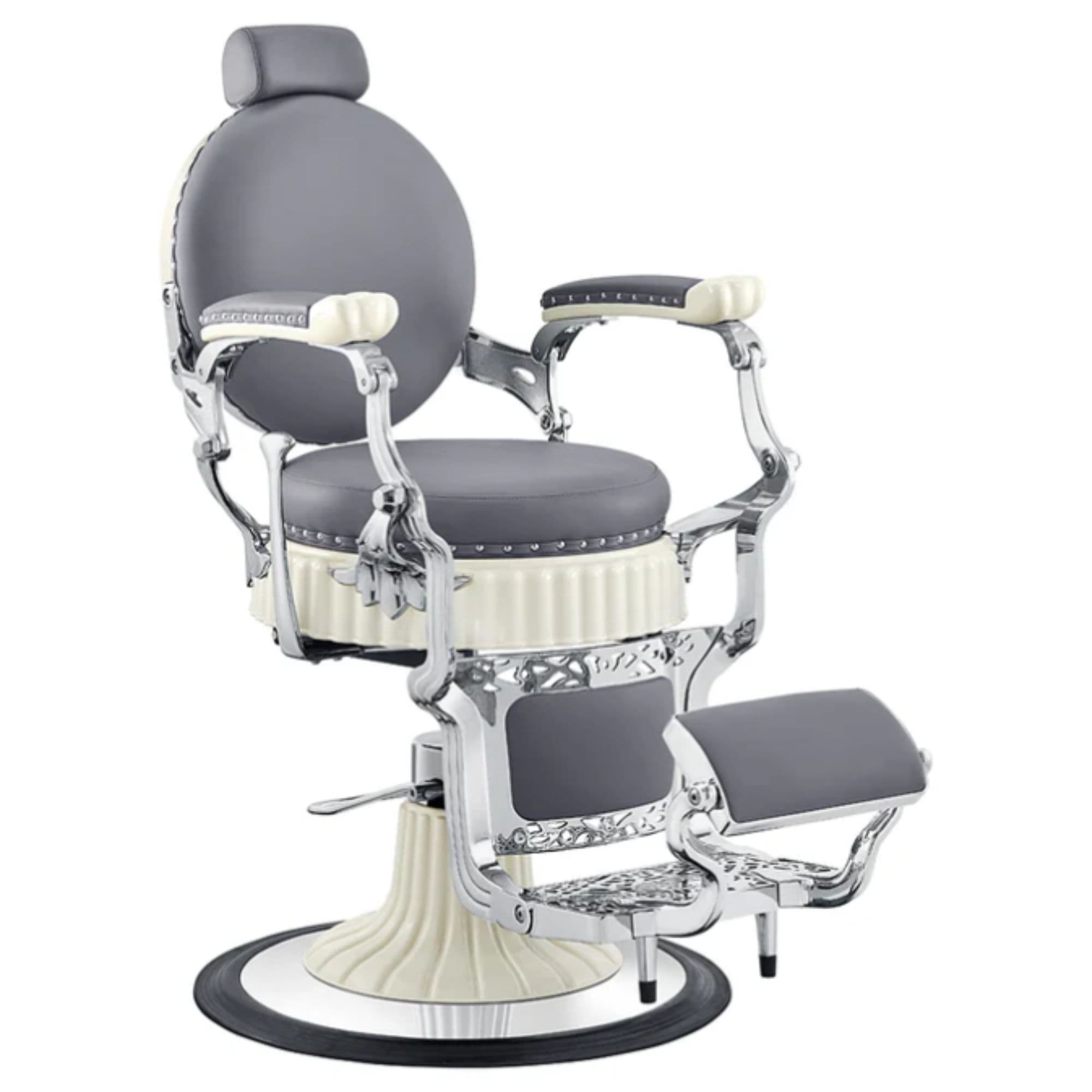 DIR Mikado Barber Chair Vintage Gray Variant Front Angled View On White Background
