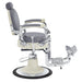 DIR Mikado Barber Chair Vintage Gray Variant Side View Demonstrating The Swing Range Of Foot Rest Extension On White Background