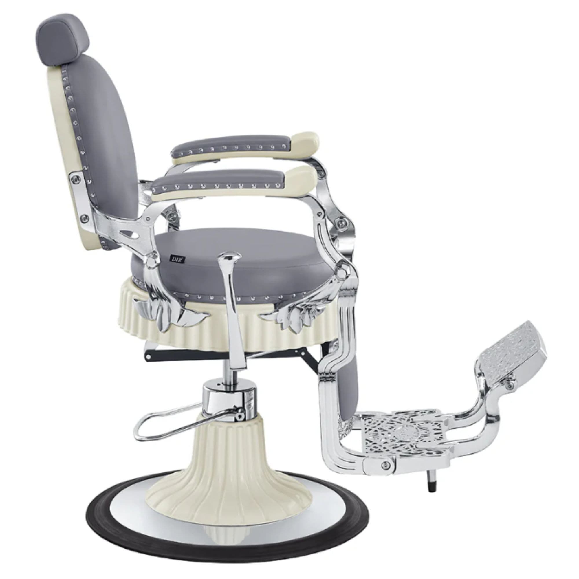 DIR Mikado Barber Chair Vintage Gray Variant Side View On White Background