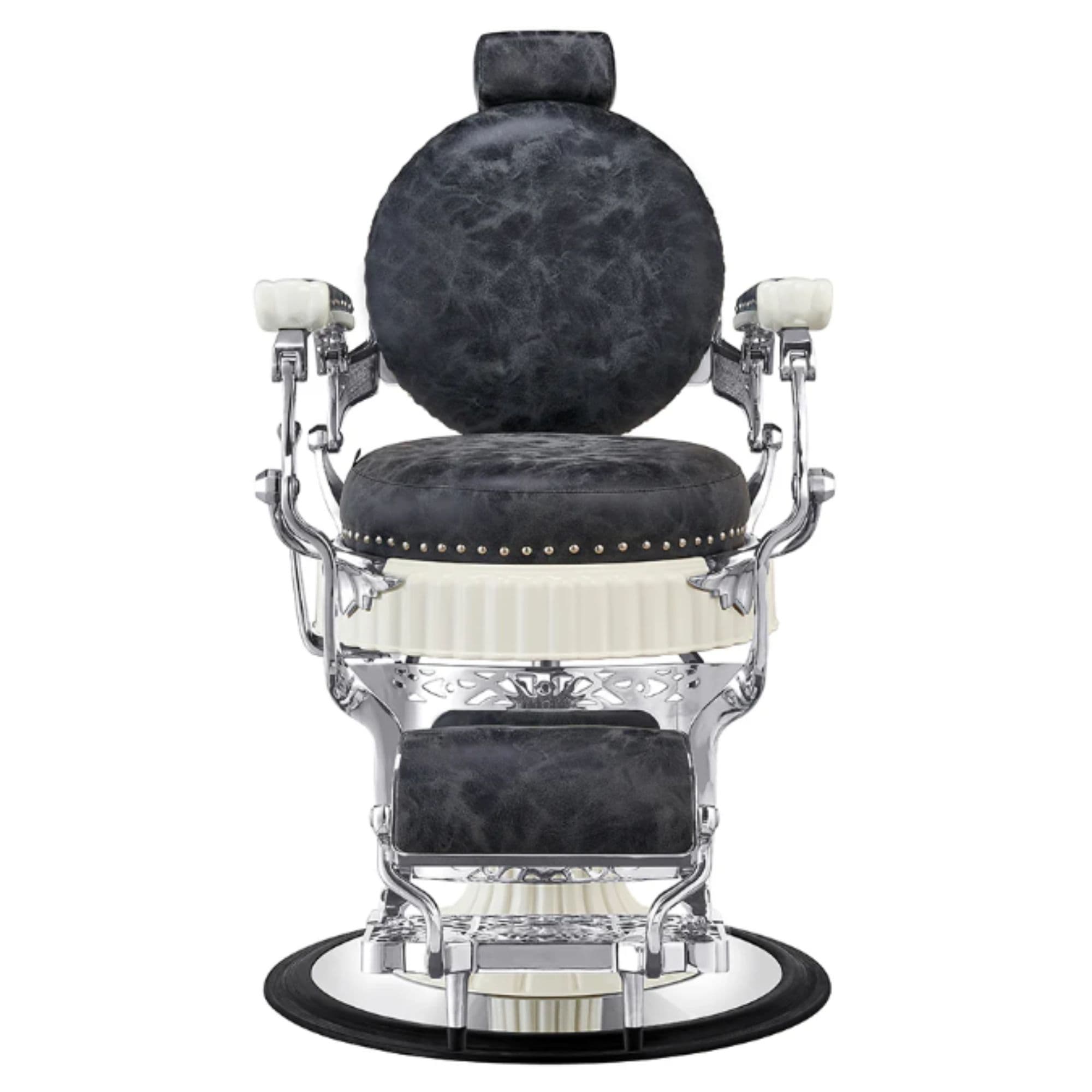 DIR Mikado Classic Vintage Barbershop Chair Black Vintage Variant Front View On White Background