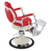 DIR Mikado Classic Vintage Barbershop Chair Red Variant Rear Angled View On White Background
