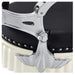 DIR Mikado Vintage Barber Chair Close-Up View Of Decorative Chrome Armrest Support And Black Upholstered Seat