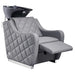 DIR Minervah Massage Backwash Unit Gray Front Angle View Of Black Single Shampoo Wash Station With White Clean Background