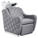 DIR Minervah Massage Backwash Unit Gray Front Angled View Of White Single Shampoo Wash Station On White Clean Background