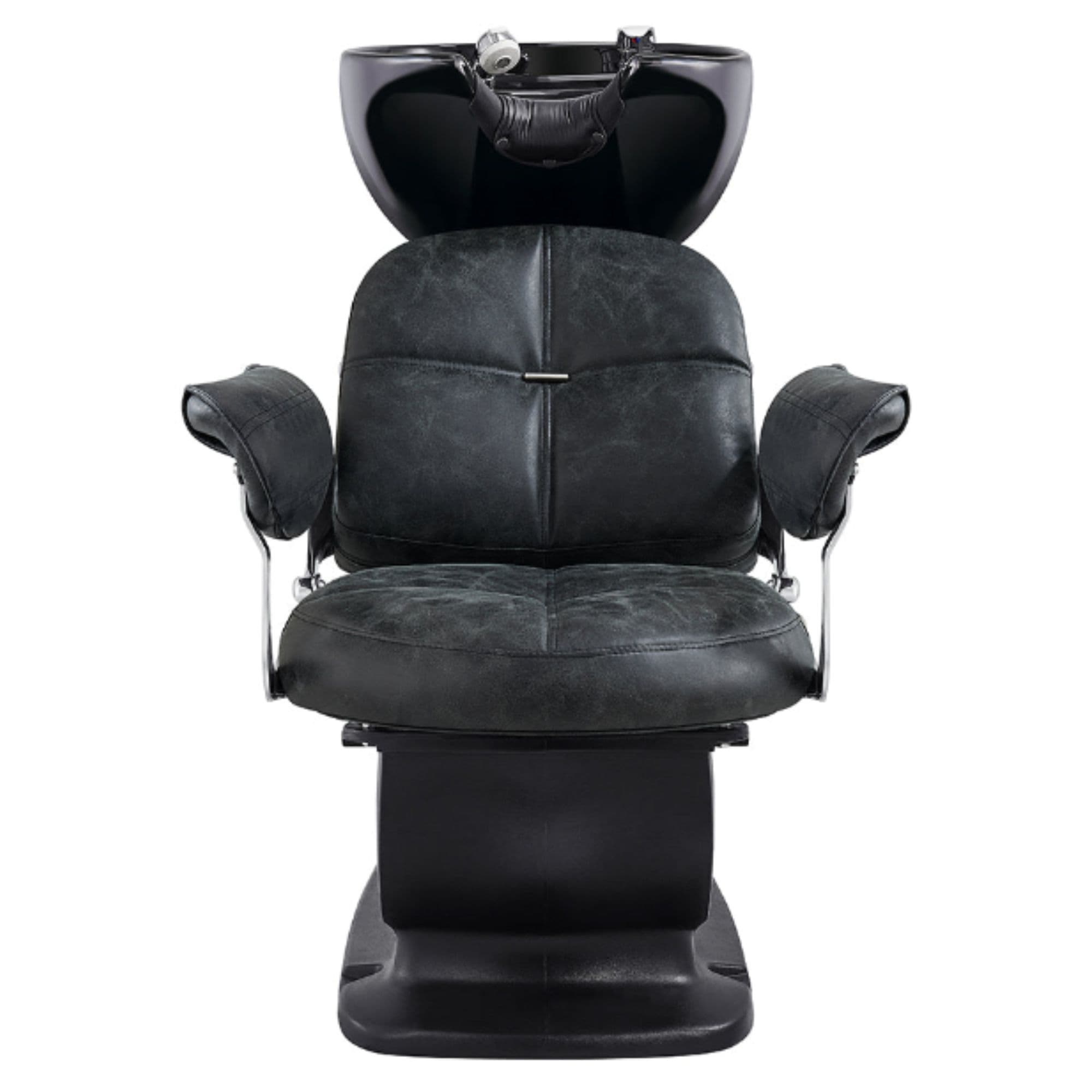 DIR Mochilagon Salon Shampoo Chair with Adjustable Seat Black Front View Of Black Single Shampoo Wash Station