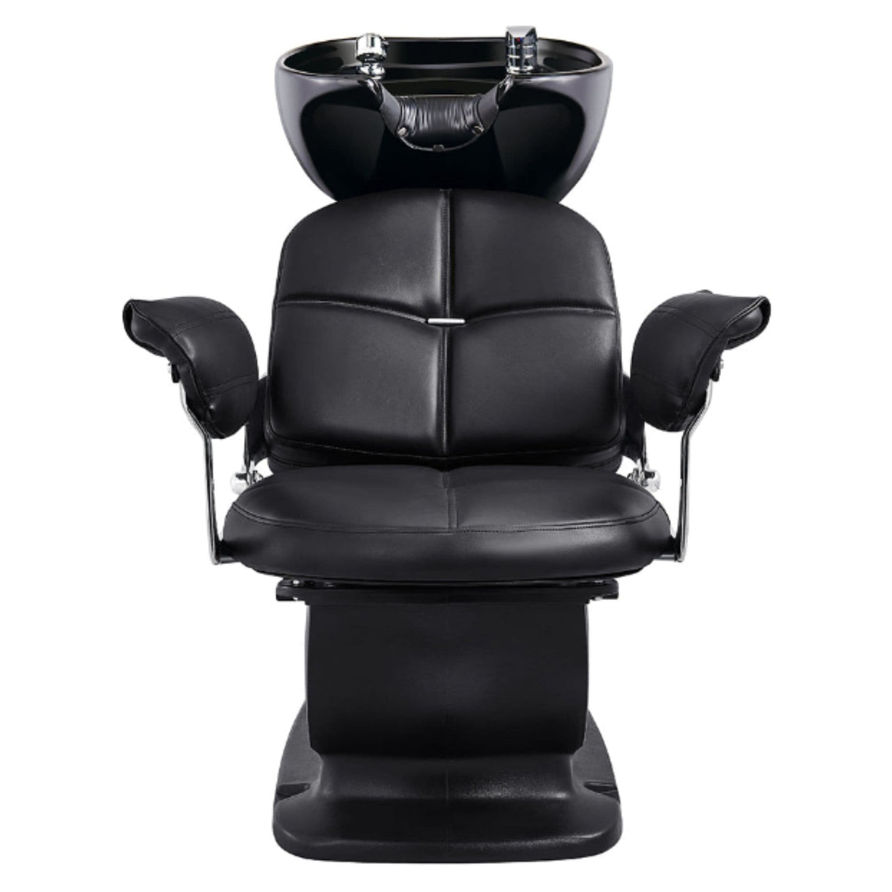 DIR Mochilagon Salon Shampoo Chair with Adjustable Seat Black Front View Of Black Single Shampoo Wash Station With Clean White Background