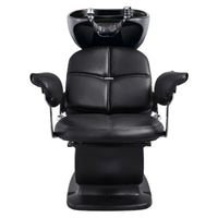 Thumbnail for DIR Mochilagon Salon Shampoo Chair with Adjustable Seat Black Front View Of Black Single Shampoo Wash Station With Clean White Background