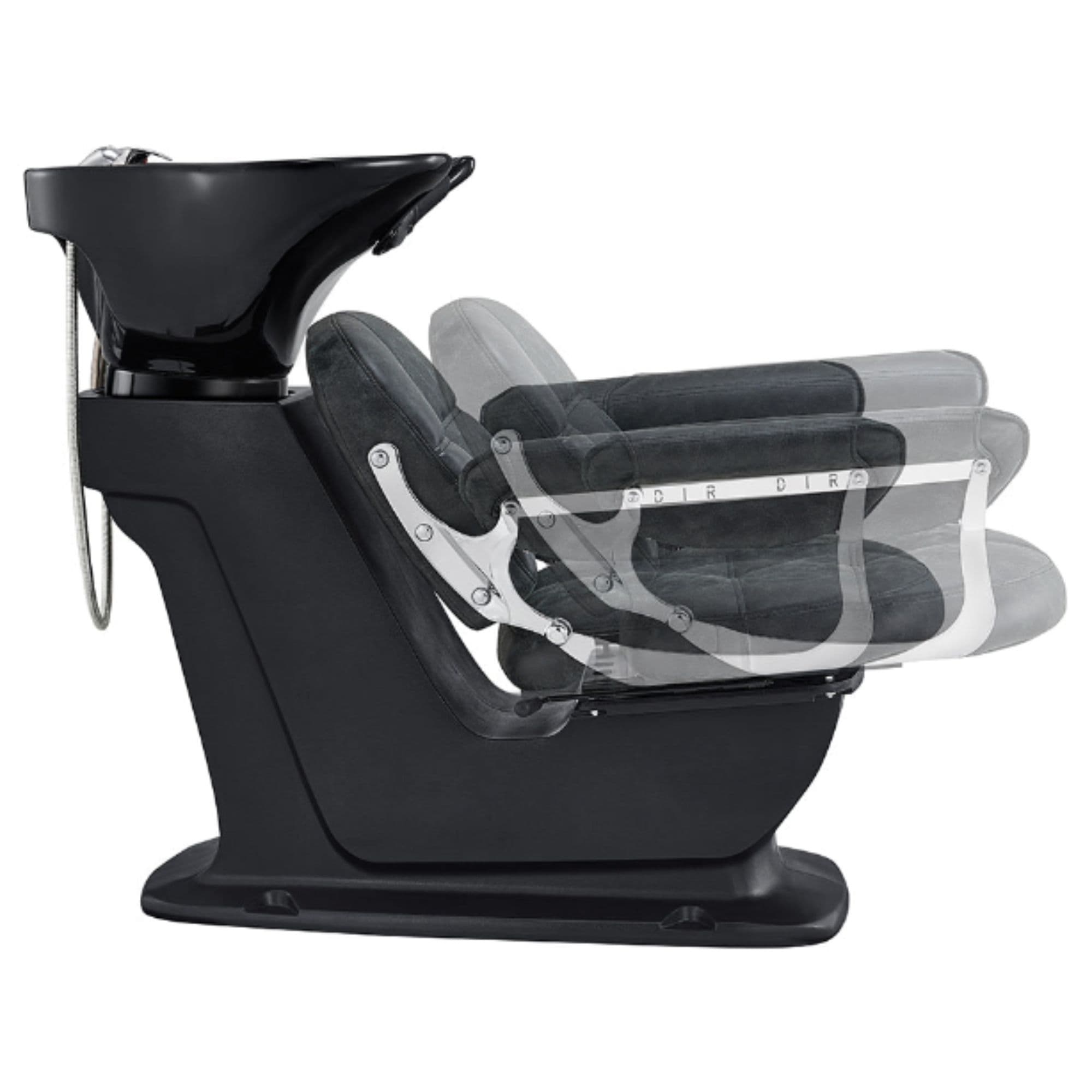 DIR Mochilagon Salon Shampoo Chair with Adjustable Seat Black Side View Of Black Single Shampoo Wash Station With Chair Adjustment