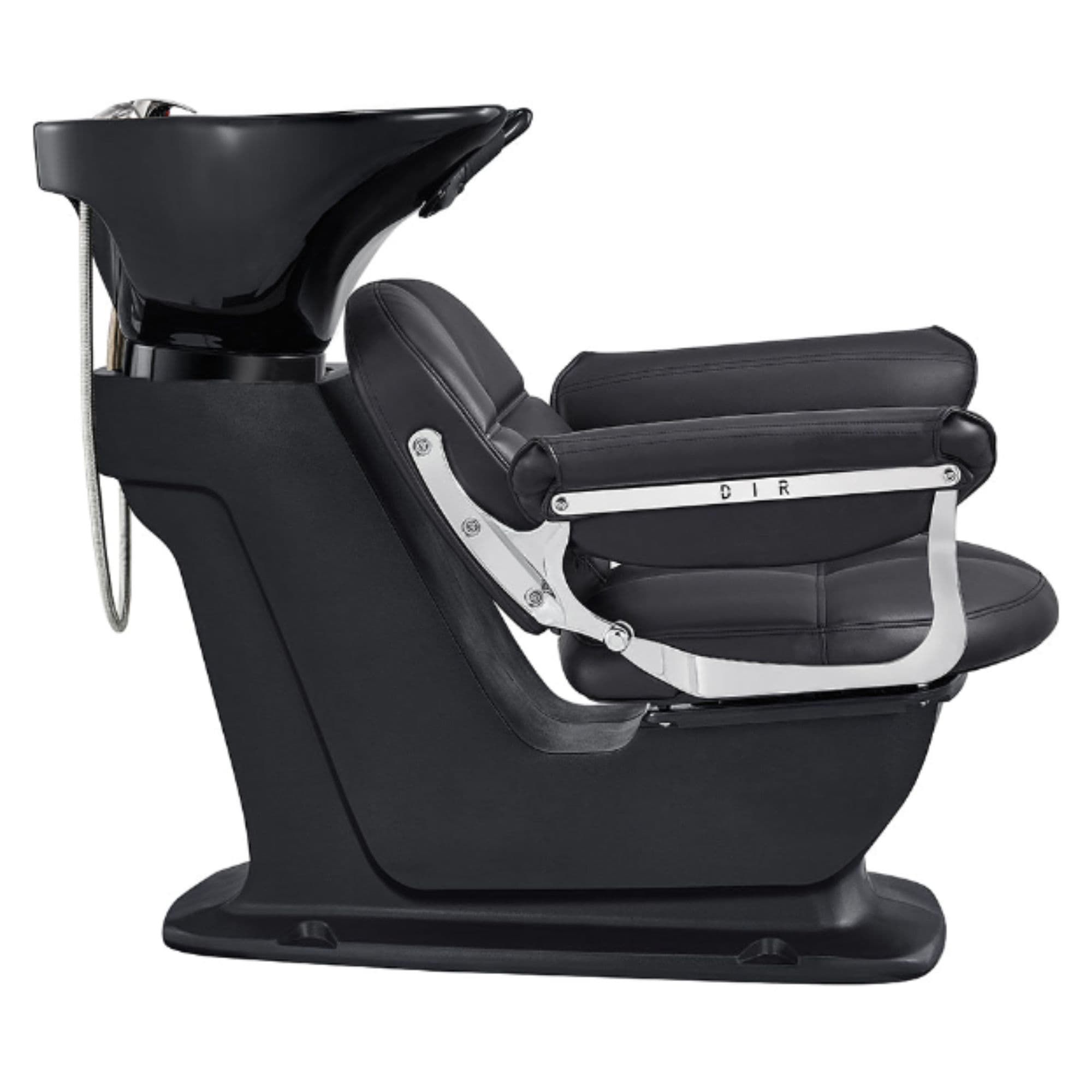 DIR Mochilagon Salon Shampoo Chair with Adjustable Seat Black Side View Of Black Single Shampoo Wash Station With Clean White Background