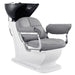 DIR Mochilagon Salon Shampoo Chair with Adjustable Seat Gray Front Angled View Of Black Single Shampoo Wash Station On White Clean Background