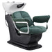 DIR Mochilagon Salon Shampoo Chair with Adjustable Seat Green Front Angled View Of White Single Shampoo Wash Station