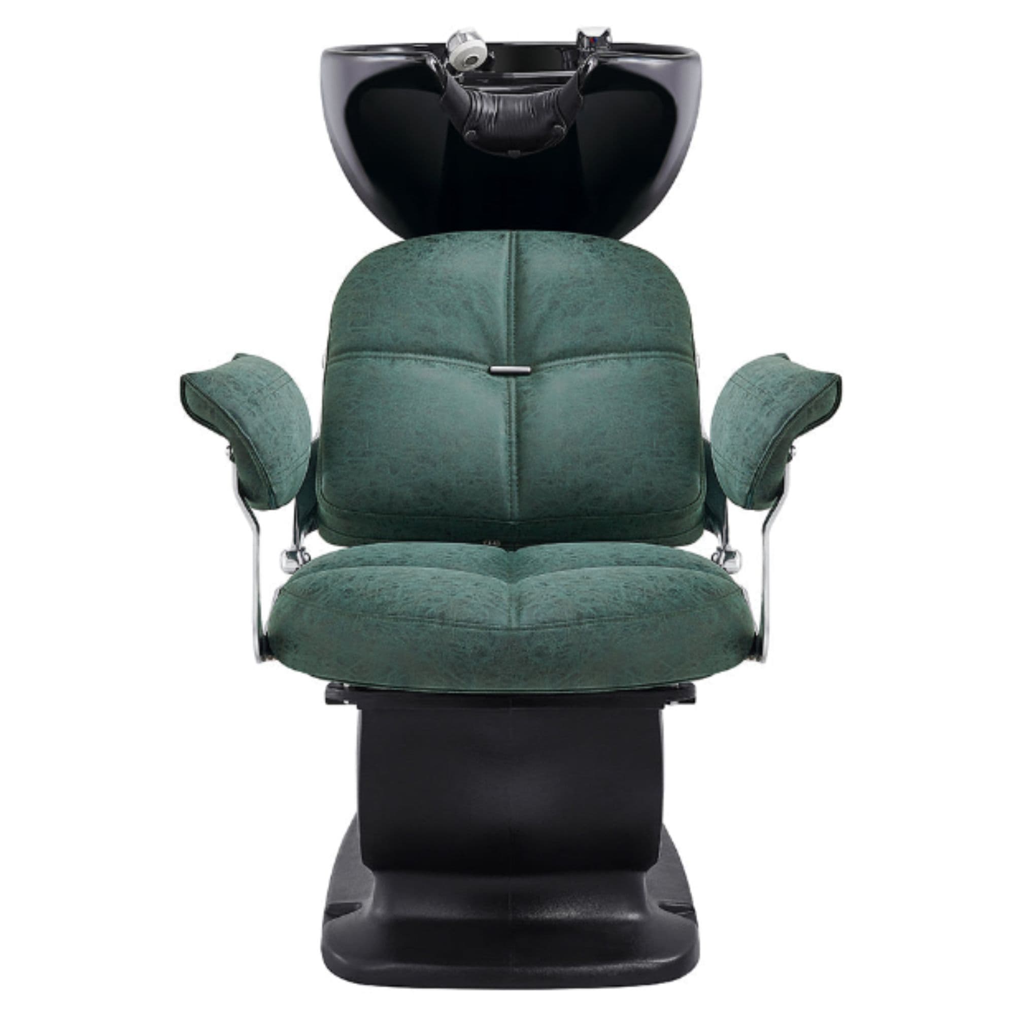 DIR Mochilagon Salon Shampoo Chair with Adjustable Seat Green Front View Of Black Single Shampoo Wash Station