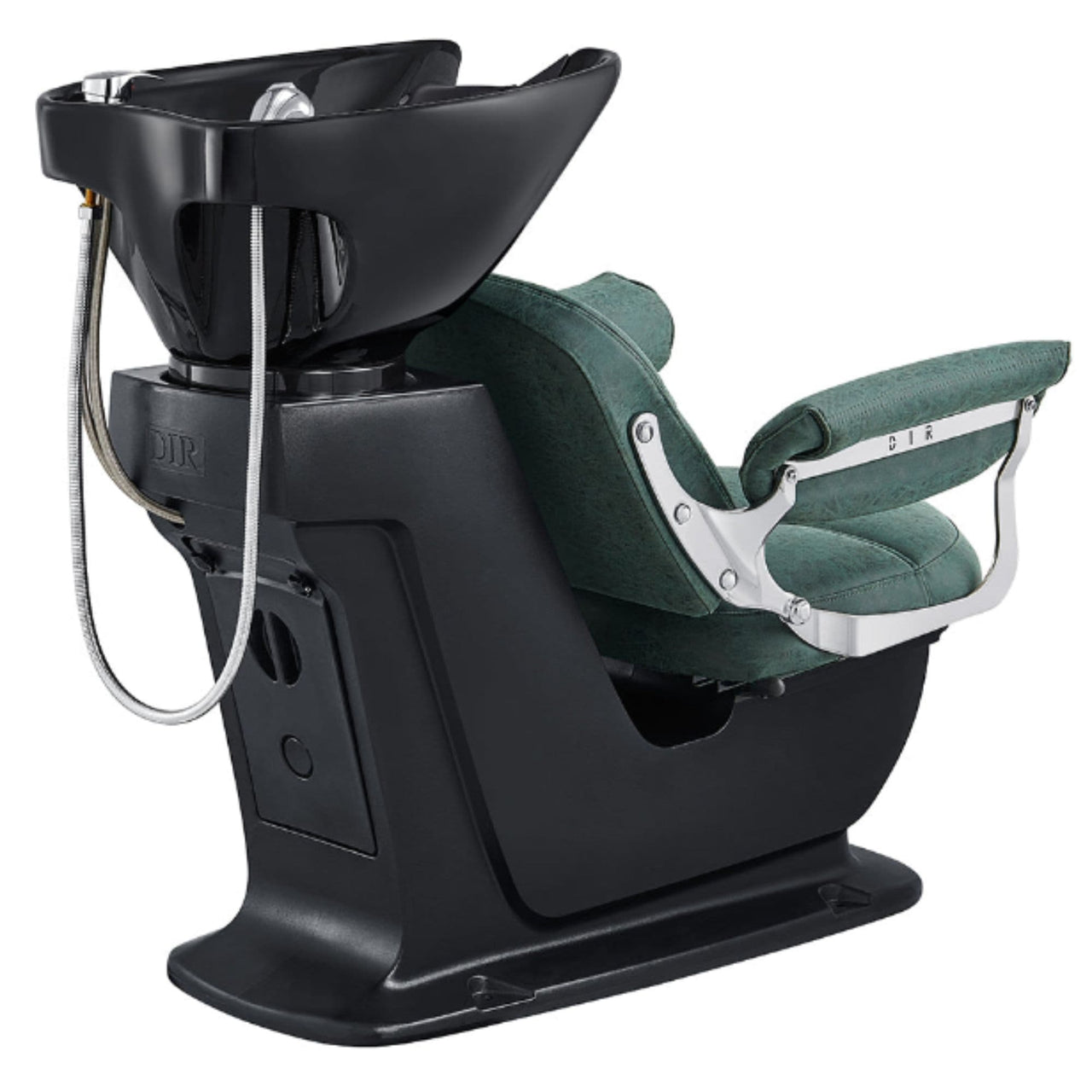 DIR Mochilagon Salon Shampoo Chair with Adjustable Seat Green Rear View Of Black Single Wash Sink