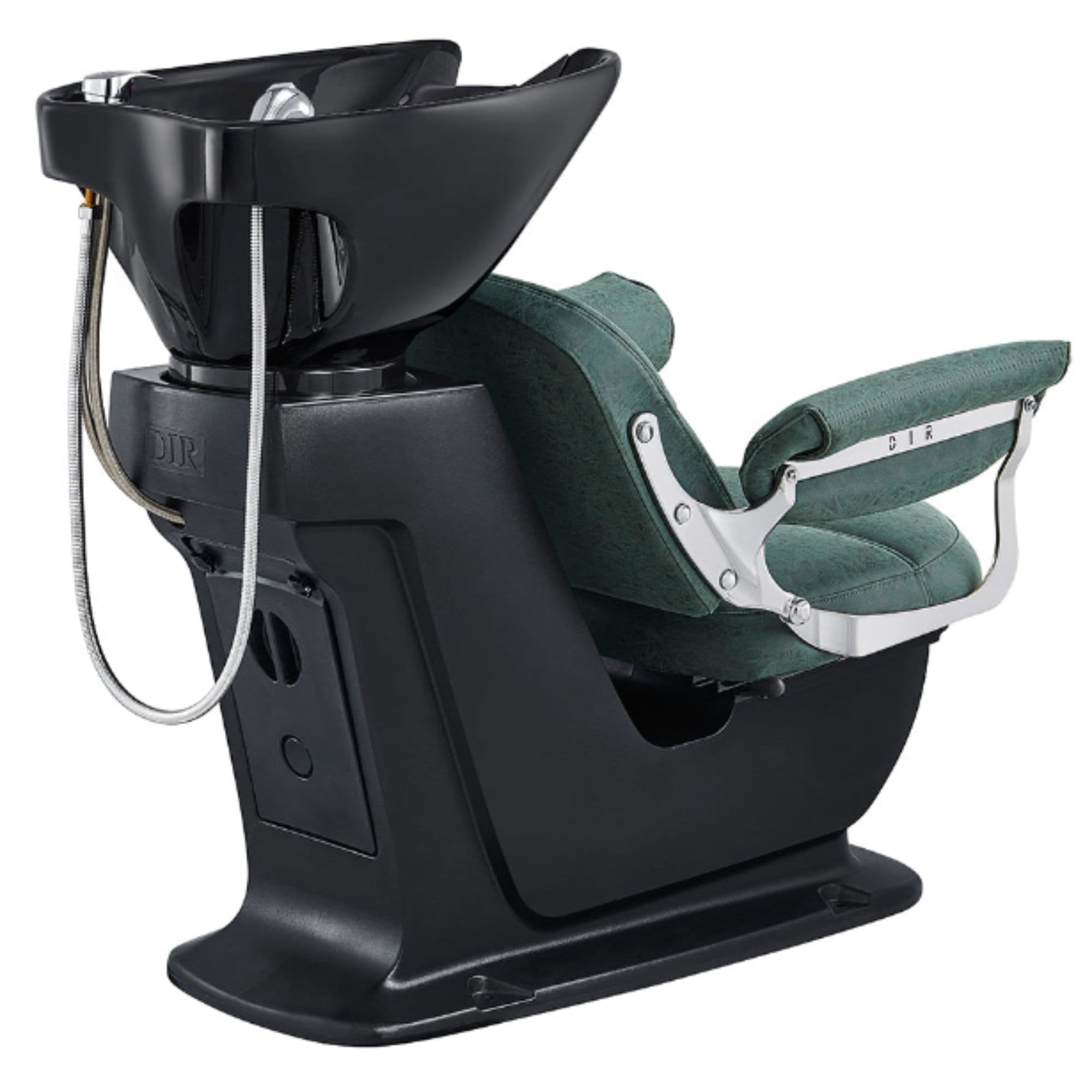 DIR Mochilagon Salon Shampoo Chair with Adjustable Seat Green Rear View Of Black Single Wash Sink