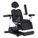DIR Pavo 4-Motor Gynecology Exam Chair with Stirrups Black Front Angled View Demonstrating Adjustable Chair Features On White Background