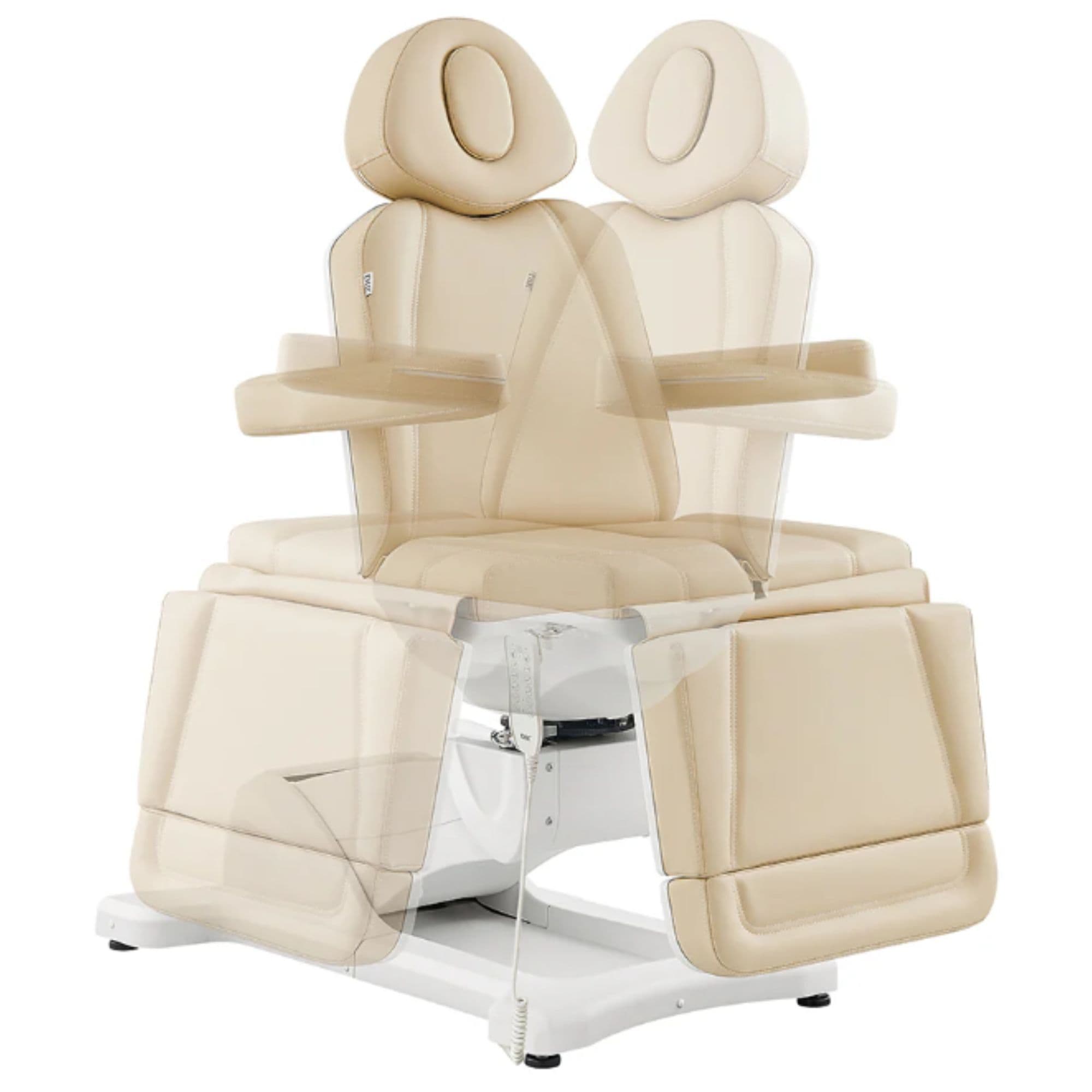 DIR Pavo 4-Motor Swivel Spa Treatment Bed Beige Variant Front View Showing Adjustable Rotation On White Background