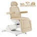 DIR Pavo 4-Motors Swivel Medical Spa Treatment Table Beige Variant Front Angled View With Adjustable Headrest Options On White Background