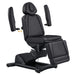 DIR Pavo 4-Motors Swivel Medical Spa Treatment Table Black Variant Front Angled View Showing Detachable Armrest On White Background