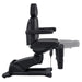 DIR Pavo 4-Motors Swivel Medical Spa Treatment Table Black Variant Side View Showing Extendable Footrest Positions On White Background