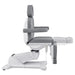 DIR Pavo 4-Motors Swivel Medical Spa Treatment Table Gray Variant Side View Showing Extendable Footrest Positions On White Background