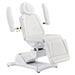 DIR Pavo 4-Motors Swivel Medical Spa Treatment Table White Variant Front Angled View Showing Detachable Armrest On White Background
