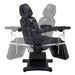 DIR Pavo OB 4-Motors OB GYN Exam Chair Black Front View With Swivel Rotation Demonstration On White Background