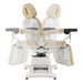 DIR Pavo OB 4-Motors OB GYN Exam Chair with Stirrups Beige Front View With Swivel Rotation Demonstration On White Background