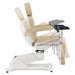 DIR Pavo OB 4-Motors OB GYN Exam Chair with Stirrups Beige Side View Demonstrating Chair And Stirrup Adjustment Positions On White Background