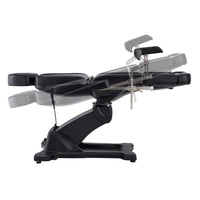 Thumbnail for DIR Pavo OB 4-Motors OB GYN Exam Chair with Stirrups Black Side View Demonstrating Recline Adjustment Positions On White Background