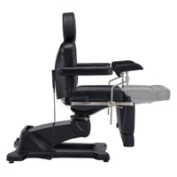 Thumbnail for DIR Pavo OB 4-Motors OB GYN Exam Chair with Stirrups Black Side View Showing Extendable Footrest Positions On White Background