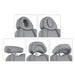 DIR Pavo OB 4-Motors OB GYN Exam Chair with Stirrups Close-Up Views Showing Multiple Headrest And Face Hole Options For Gray Variants