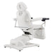 DIR Pavo OB 4-Motors OB GYN Exam Chair with Stirrups White Rear View With Remote Control On White Background
