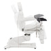 DIR Pavo OB 4-Motors OB GYN Exam Chair with Stirrups White Side View Demonstrating Chair And Stirrup Adjustment Positions On White Background