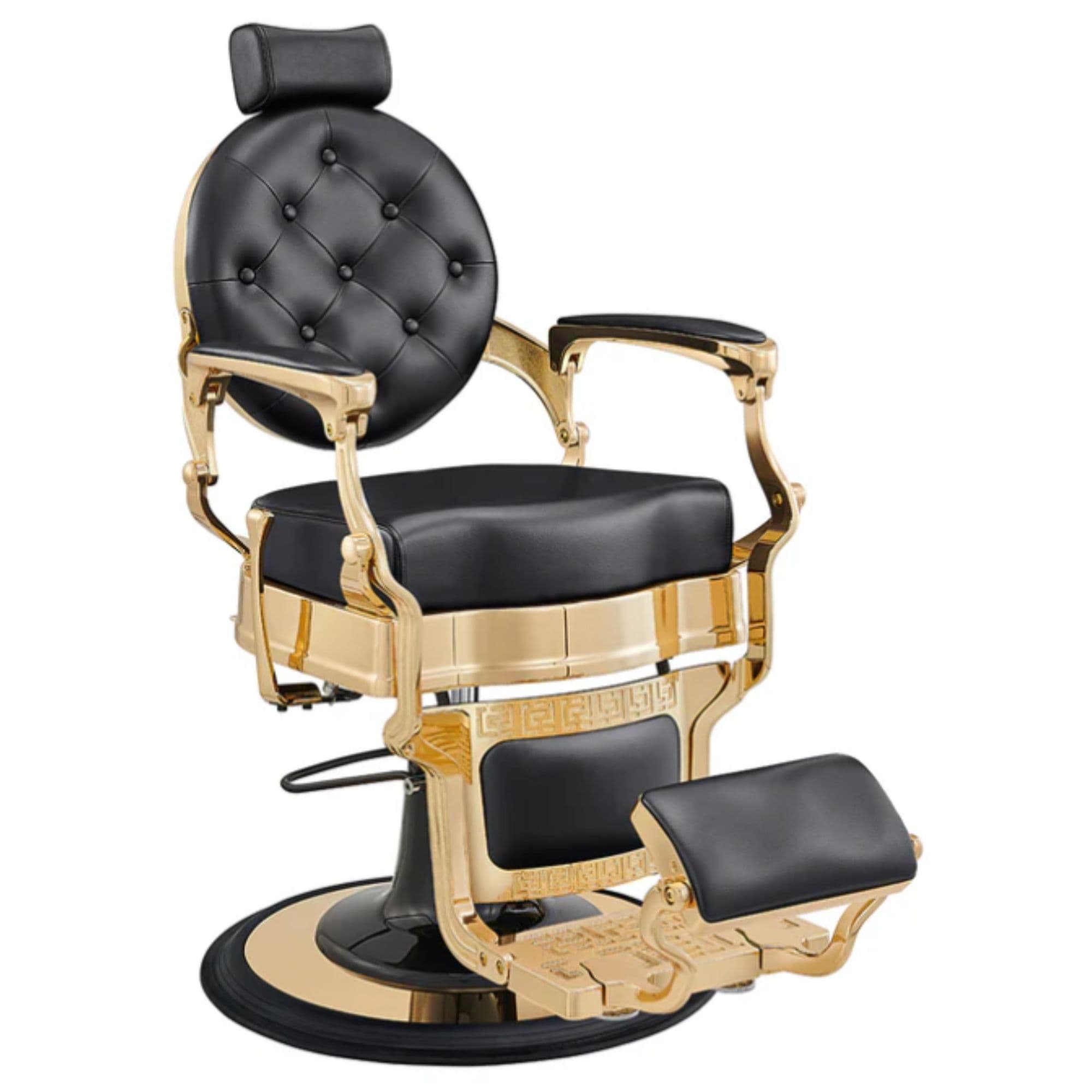 DIR Princeton Gold Barber Chair Black Variant Front Angled View On White Background