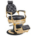 DIR Princeton Gold Barber Chair Black Variant Front Angled View On White Background