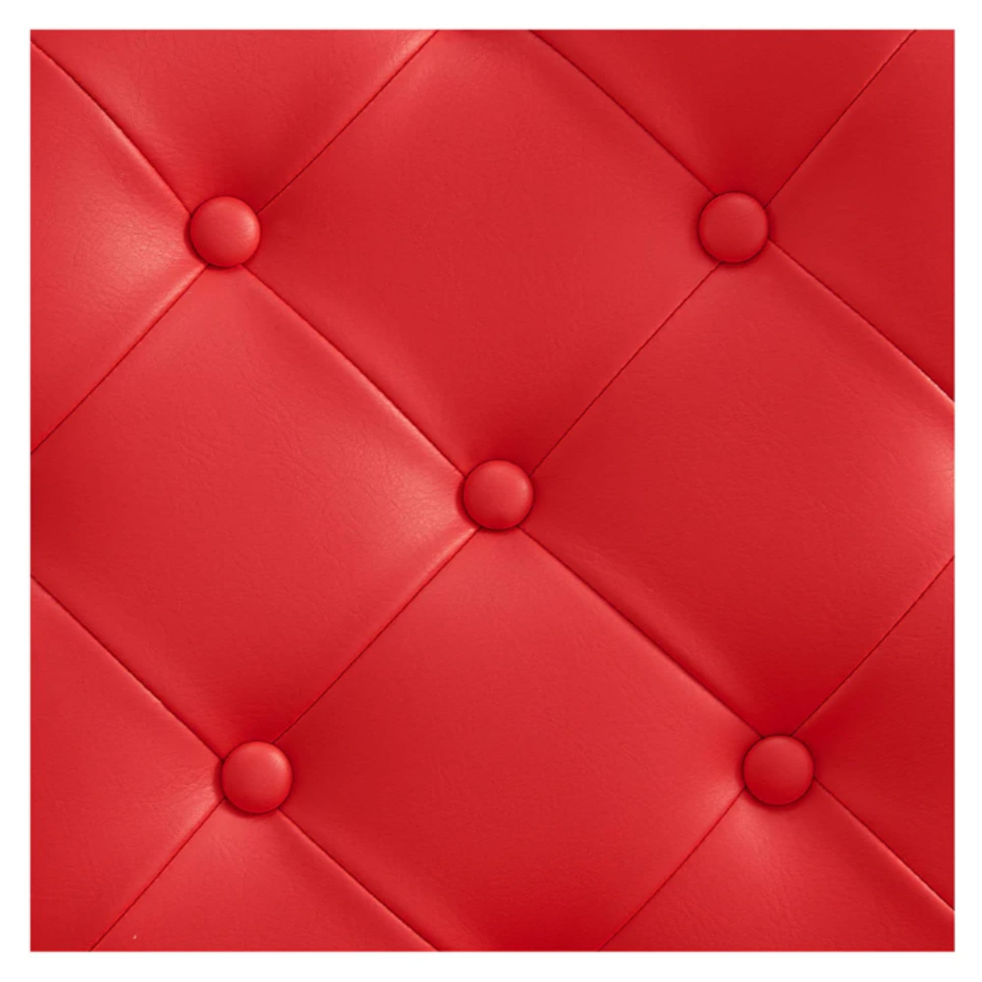 DIR Princeton Gold Barber Chair Close-Up View Of Diamond Tufted Red Upholstery Pattern