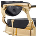 DIR Princeton Gold Barber Chair Close-Up View Of Metallic Gold Decorative Armrest Support And Black Upholstered Seat