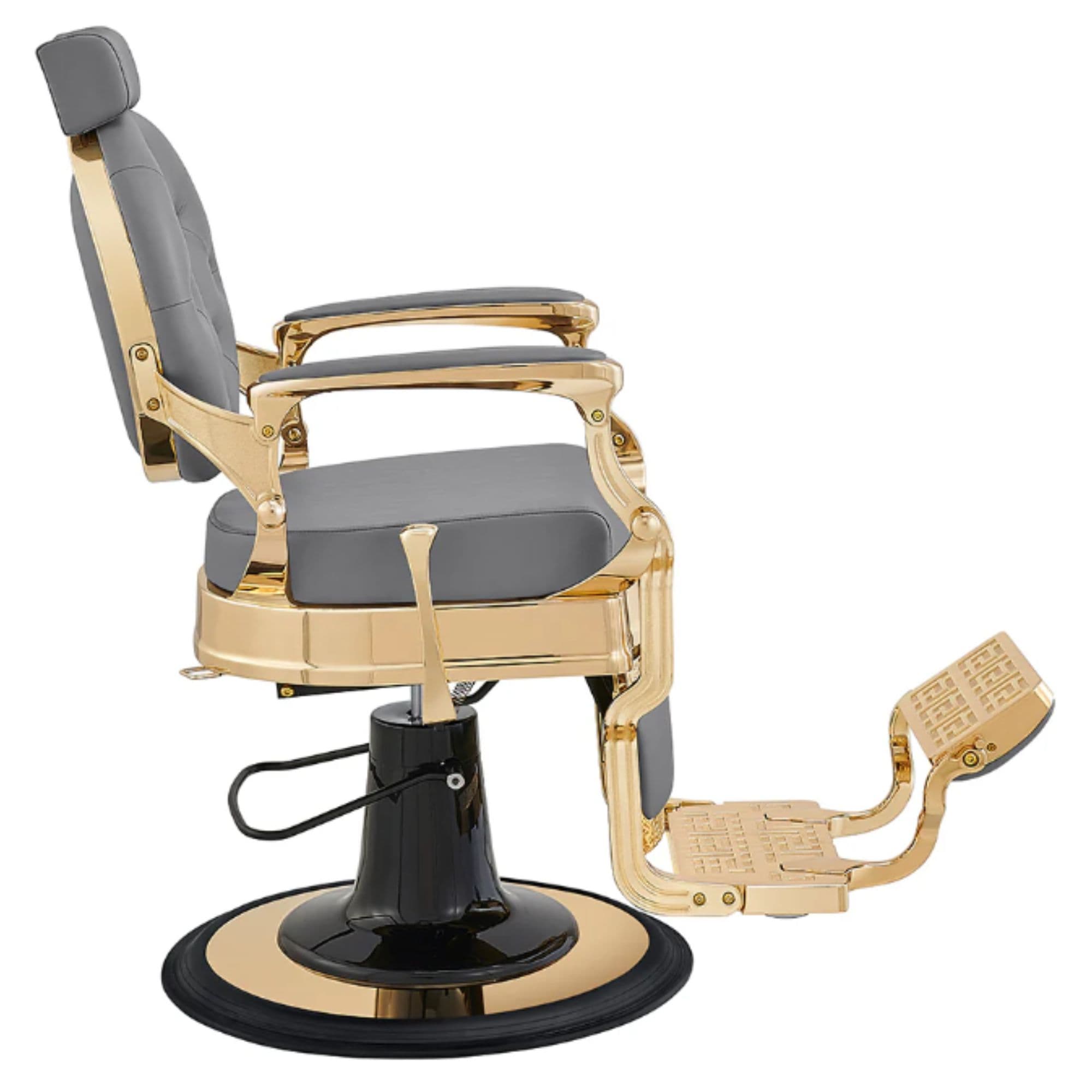 DIR Princeton Gold Barber Chair Gray Variant Side View On White Background