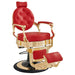 DIR Princeton Gold Barber Chair Red Variant Front Angled View On White Background