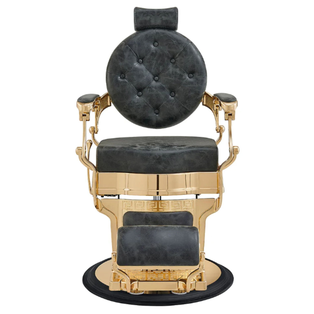 DIR Princeton Gold Barber Chair Vintage Black Variant Front View On White Background