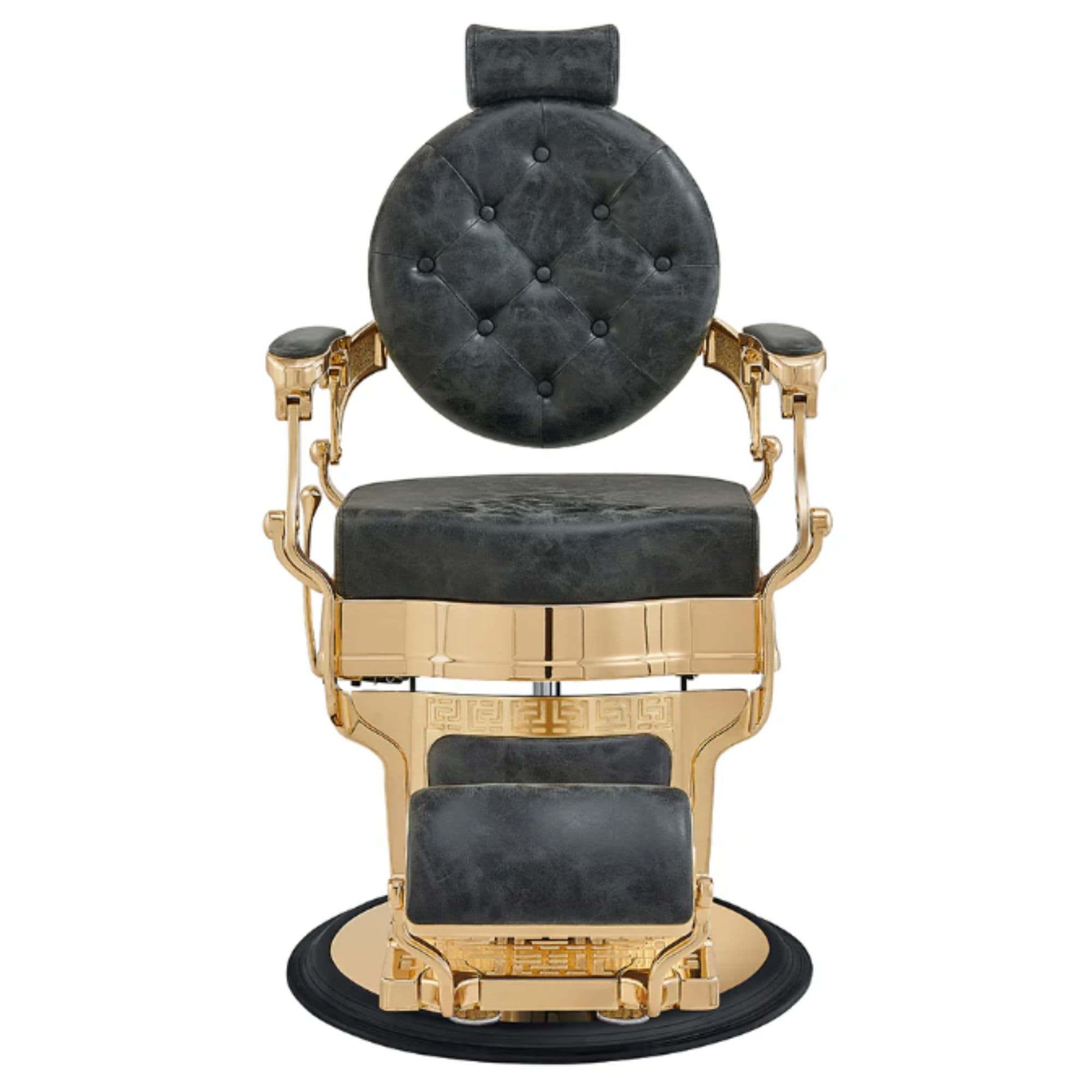 DIR Princeton Gold Barber Chair Vintage Black Variant Front View On White Background